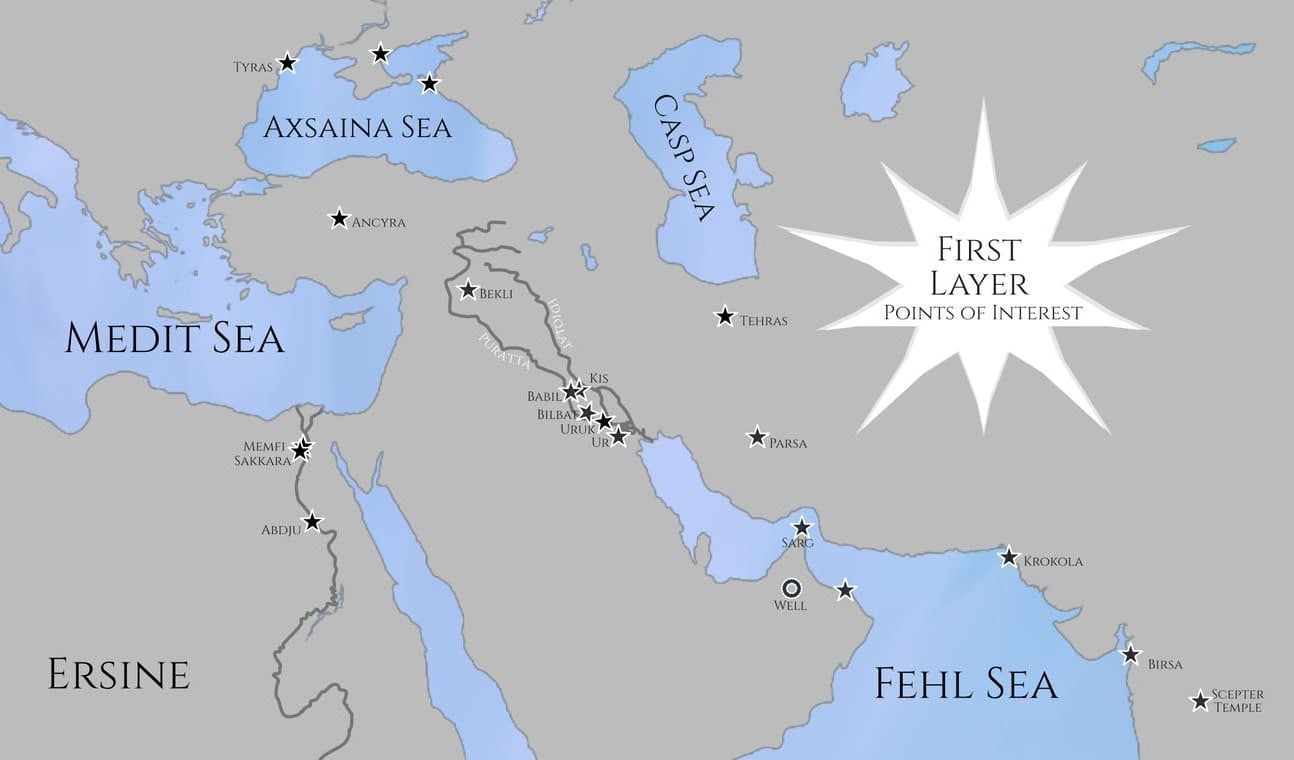 A land map from the Scepters series - Rone and Taline's journey