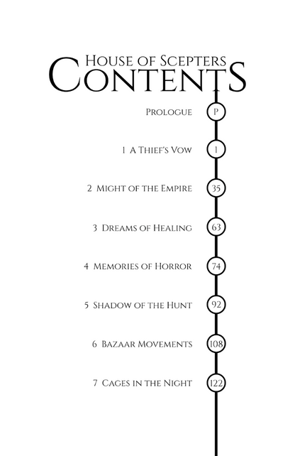Contents page for House of Scepters