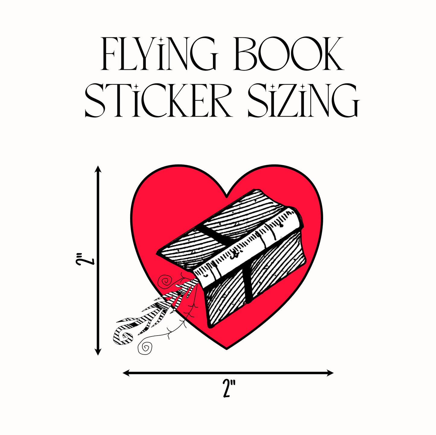 Flying Book Sticker Sizing