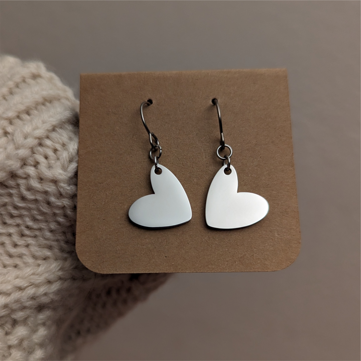 Silver Hearts of Friendship Titanium Earrings