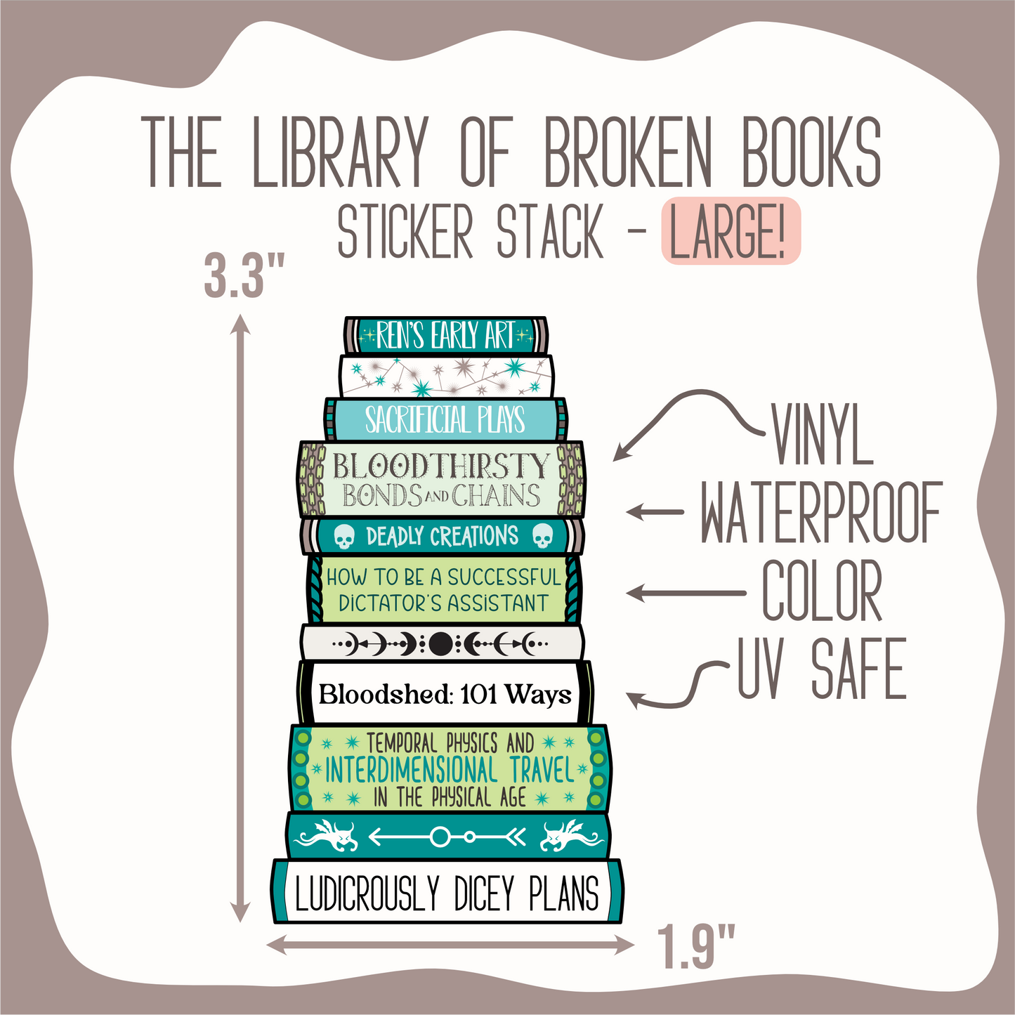 Library of Broken Books - book stack sticker