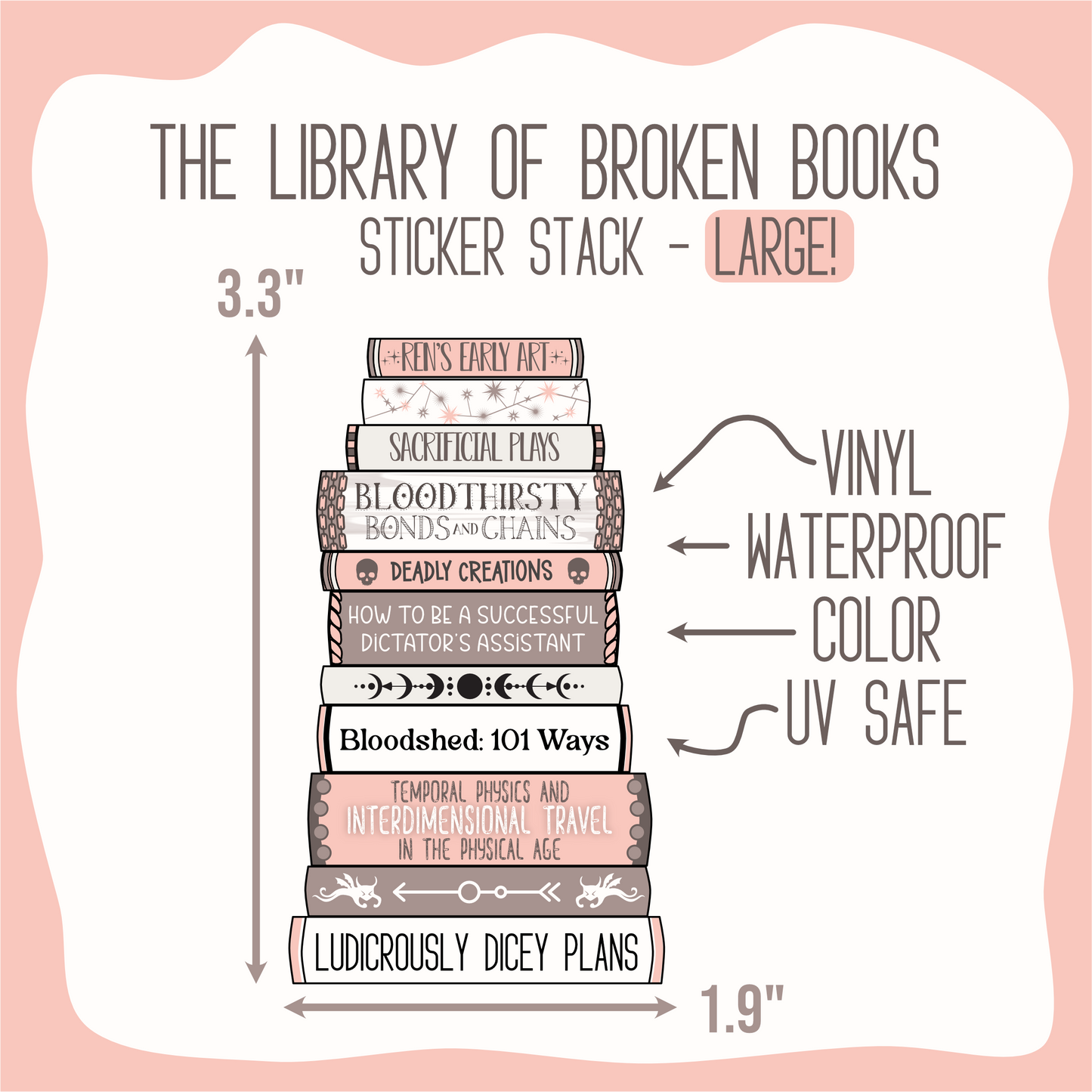 Library of Broken Books - book stack sticker