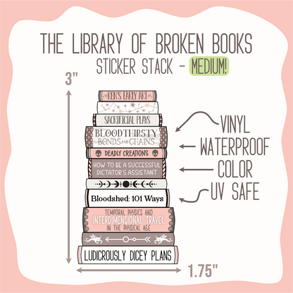 Library of Broken Books - book stack sticker