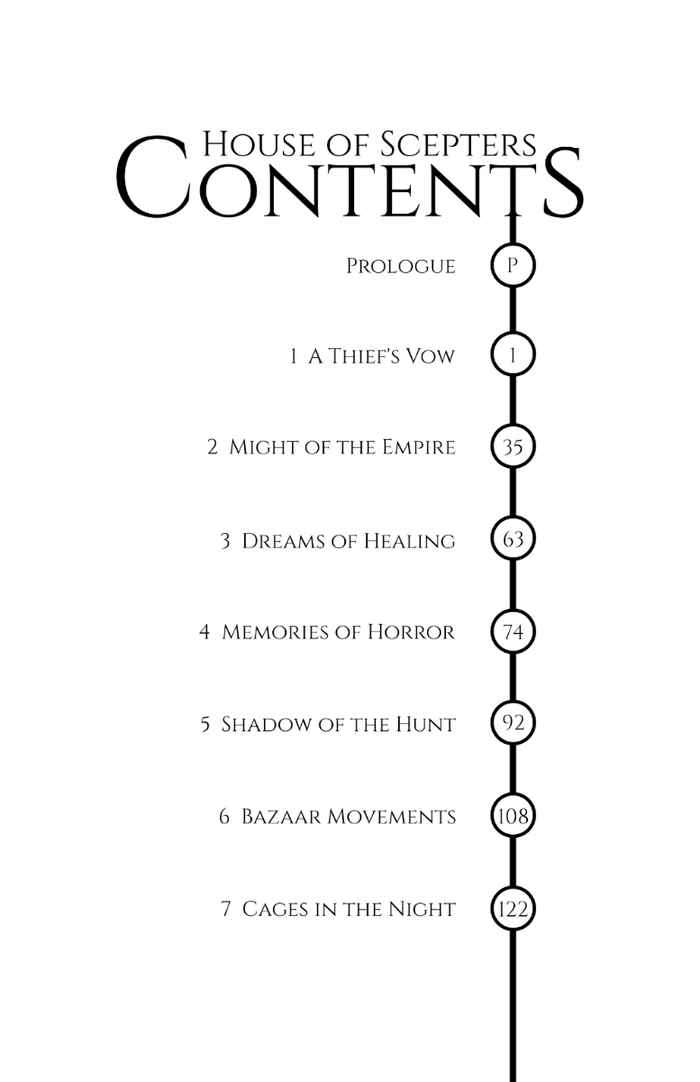 Contents page for House of Scepters