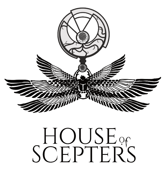House of Scepters logo with winged scarab and scepter